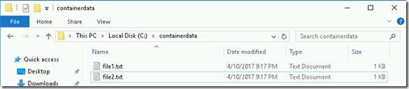 Creating container volumes in windows 2016