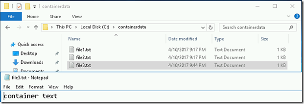 Creating container volumes in windows 2016