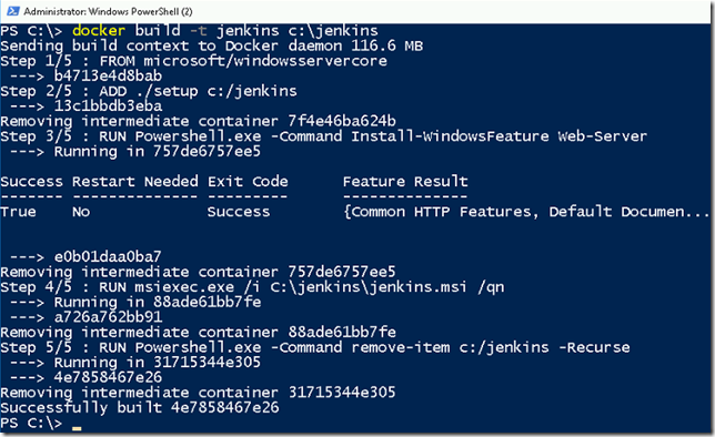 Installing JENKINS through docker file for Windows container