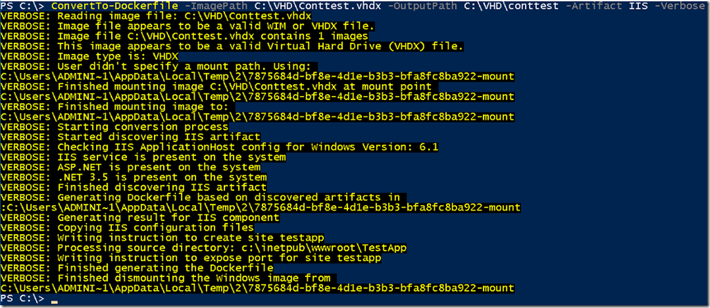 Convert IIS Application VM to windows Container