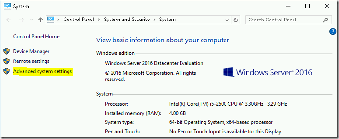 Steps to Configure the Memory Dump in Windows 2016 Server