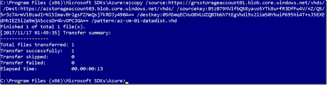 Steps to copy VHDs between azure storage accounts