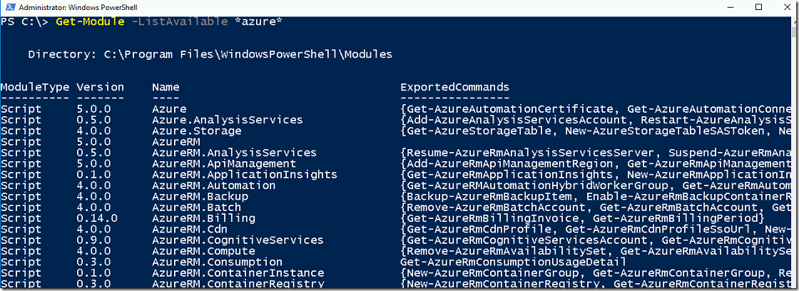 Installing Microsoft Azure Modules in Powershell on Windows 2016 server