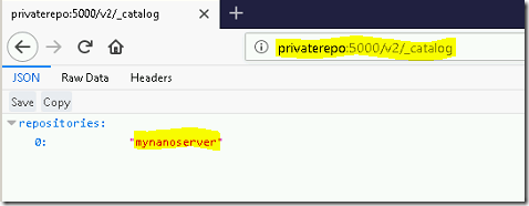 Steps to configure private registry for Docker Windows server 2016