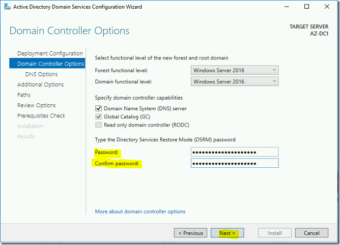 Steps to create New Active Directory forest using Azure Portal