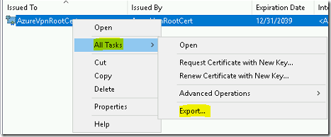 Steps to create Point-to-Site VPN using Azure Portal