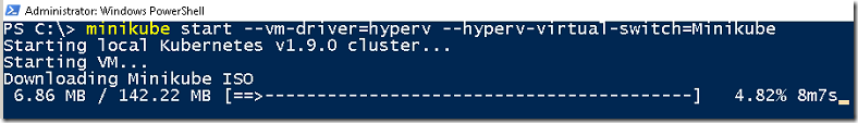 Installing MiniKube on Windows 10 using Hyper-V