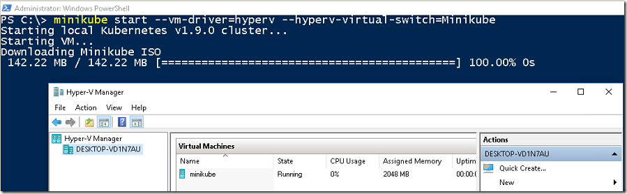 Installing MiniKube on Windows 10 using Hyper-V