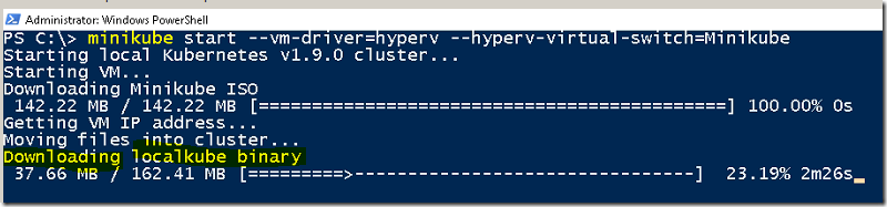 Installing MiniKube on Windows 10 using Hyper-V