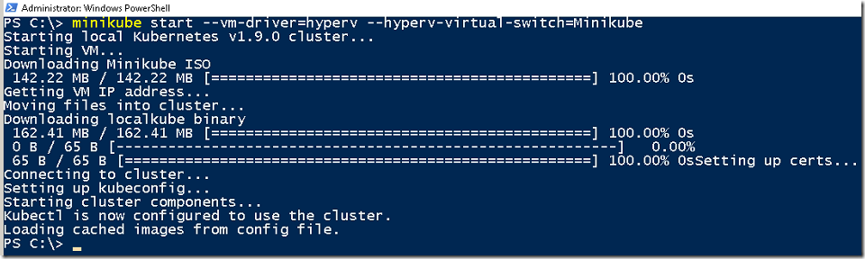 Installing MiniKube on Windows 10 using Hyper-V