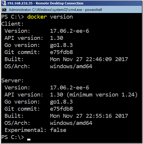 Steps to Install Docker on Windows 2016 Server Core