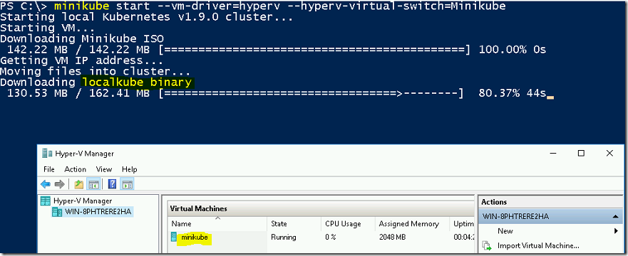 Installing MiniKube on Windows 2016 Server