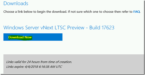 Steps to download the Windows 2019 Preview