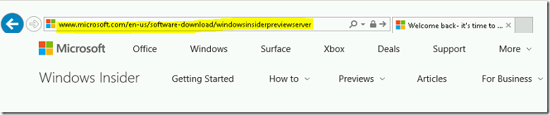 Steps to download the Windows 2019 Preview