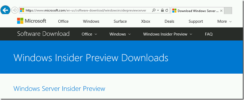 Steps to download the Windows 2019 Preview