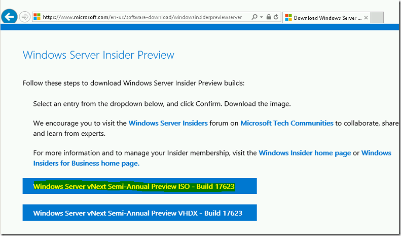 Steps to download the Windows 2019 Preview