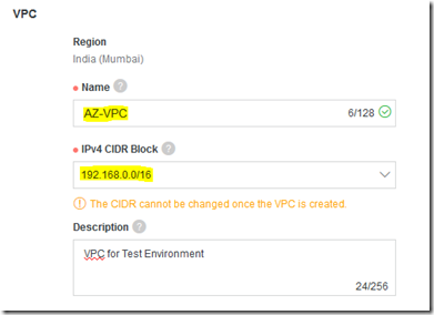 Steps to create new VPC in Alibaba cloud