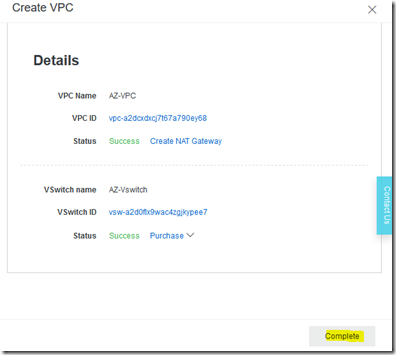 Steps to create new VPC in Alibaba cloud